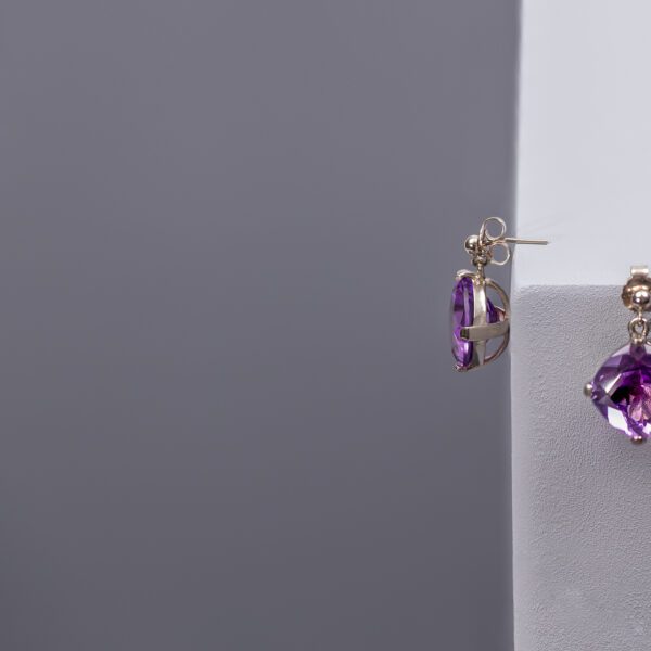 Pair of Amethyst & 18ct White Gold Drop Earrings