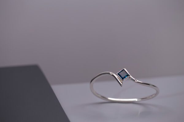 Blue Topaz, Diamond & Silver Bangle
