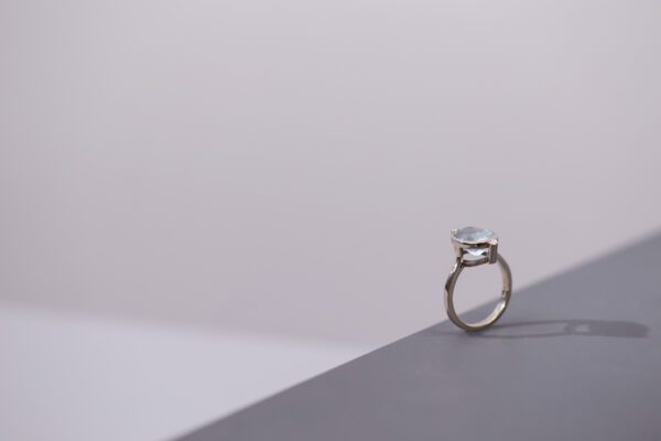 Grey Tourmaline, Diamond & 18ct White Gold Ring