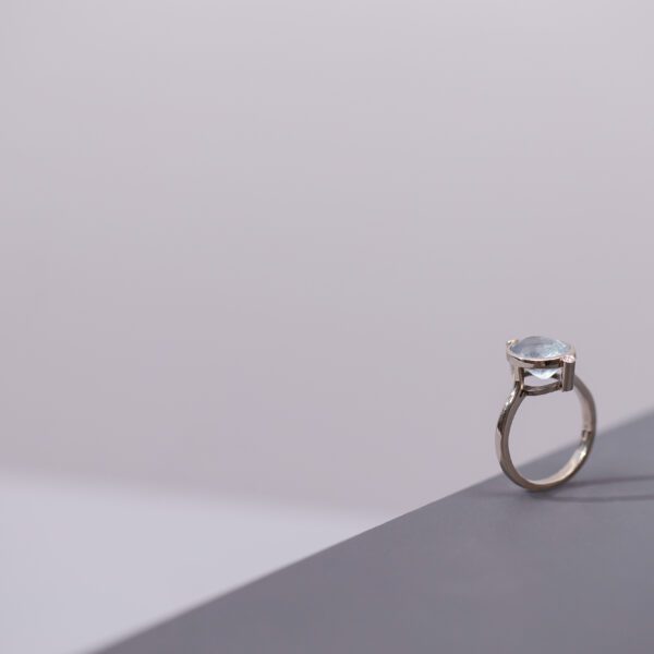 Grey Tourmaline, Diamond & 18ct White Gold Ring