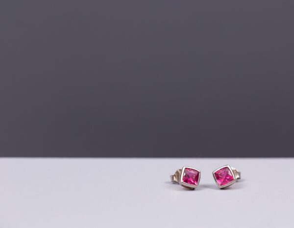 Rubellite & 18ct White Gold Stud Earrings