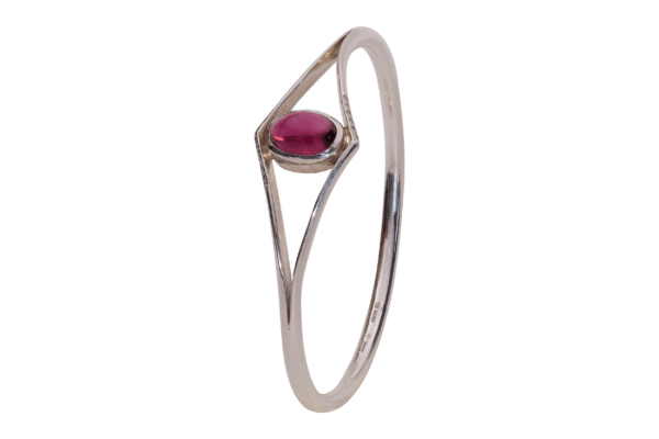 Rubellite, Diamond & Silver Bangle - Image 3