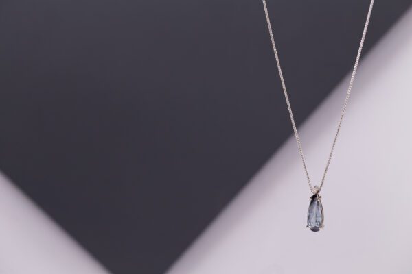 Grey Tourmaline, Diamond & 18ct White Gold Pendant